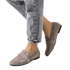 Moccasins pour femmes en insert en cuir gris 3