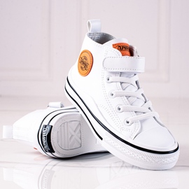 Baskets montantes pour enfants Shelovet en cuir écologique en blanc blanche 1