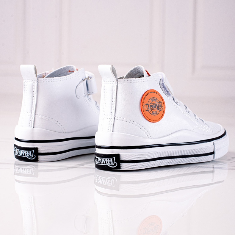 Baskets montantes pour enfants Shelovet en cuir écologique en blanc blanche 2