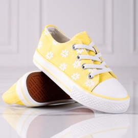 Baskets pour enfants Vico à fleurs jaunes blanche 1
