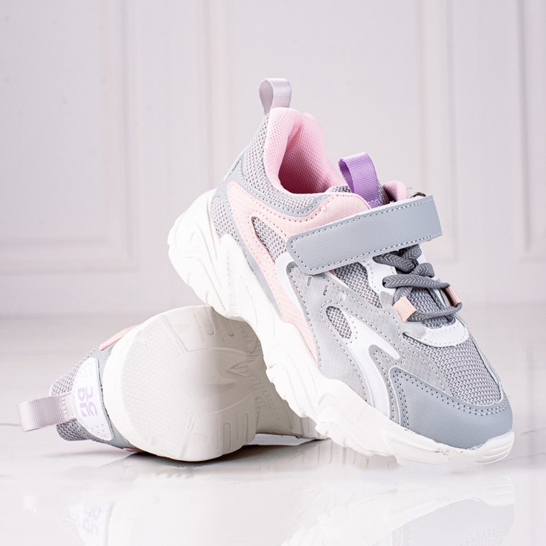 Baskets enfant Shelovet sur semelle épaisse, gris clair rose 1 Baskets enfant Shelovet sur semelle épaisse, gris clair rose 1