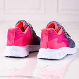 Chaussures de sport pour enfants Shelovet avec fermeture velcro rose et gris 1