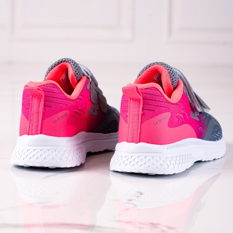 Chaussures de sport pour enfants Shelovet avec fermeture velcro rose et gris 1
