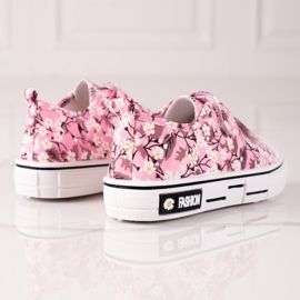 Baskets enfant Shelovet à fleurs roses blanc jaune 1