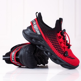 Chaussures de sport pour enfants Vico, matière bicolore noir rouge 1