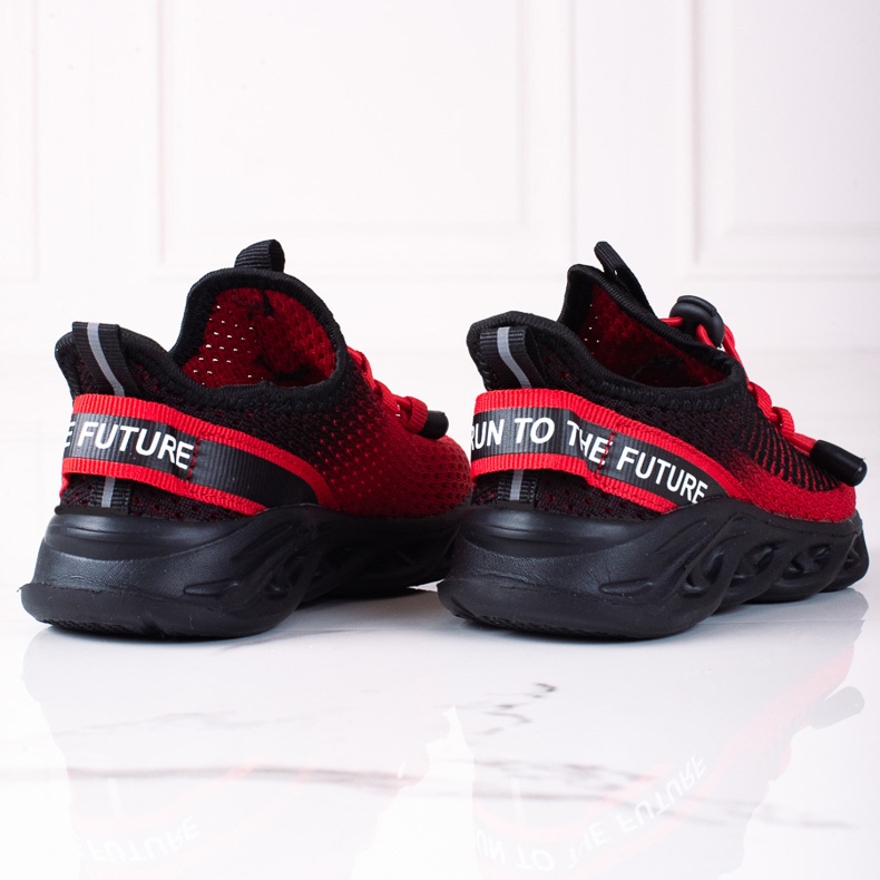 Chaussures de sport pour enfants Vico, matière bicolore noir rouge 2