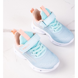 Baskets fille Vico, matière menthe bleu 1
