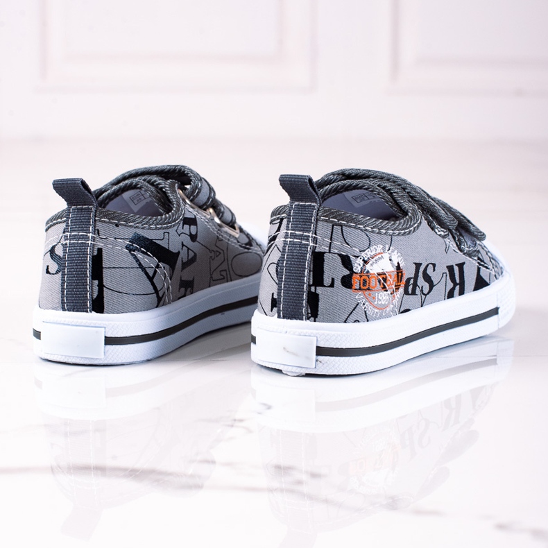 Baskets garçon Shelovet à scratch gris 1