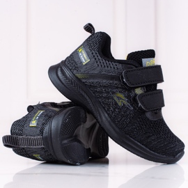 Baskets garçon Shelovet tissu gris et noir 1