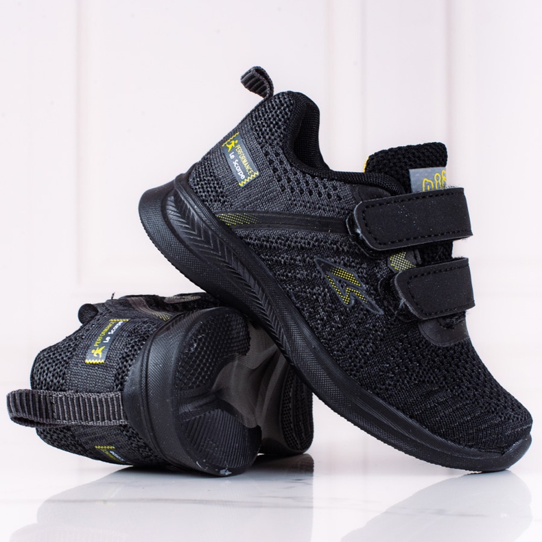 Baskets garçon Shelovet tissu gris et noir 1