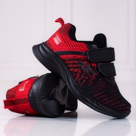 Baskets garçon Shelovet matière rouge et noire 1
