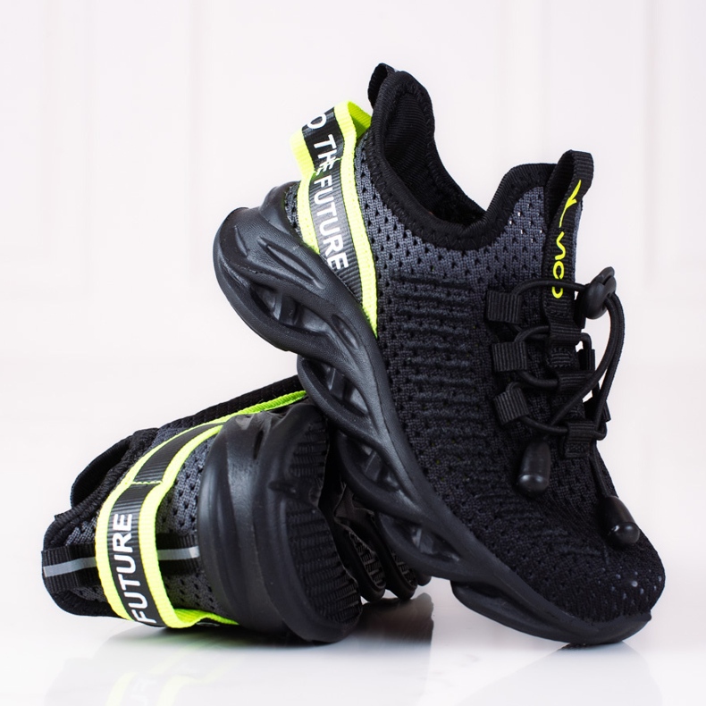 Chaussures de sport pour enfants Vico, matière bicolore le noir gris 2 Chaussures de sport pour enfants Vico, matière bicolore le noir gris 2