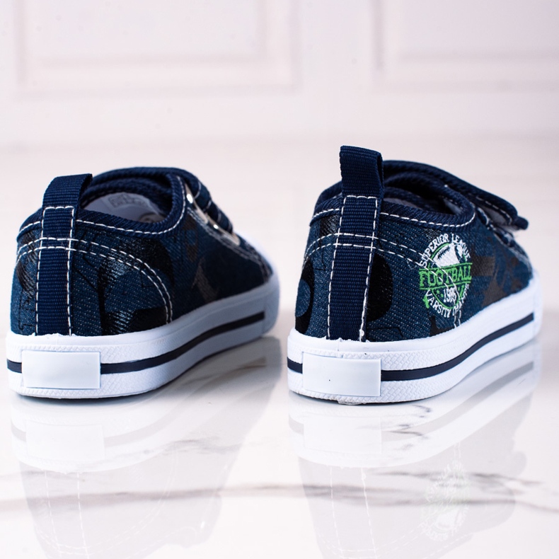 Baskets garçon Shelovet à scratch bleu marine 1