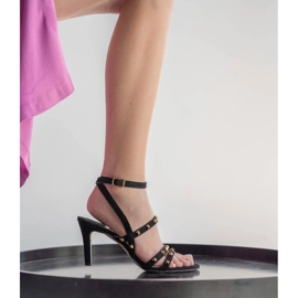 Marco Shoes Sandales en daim noir avec clous décoratifs le noir 9