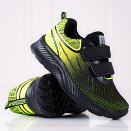 Baskets garçons Shelovet avec double velcro noir et jaune 1