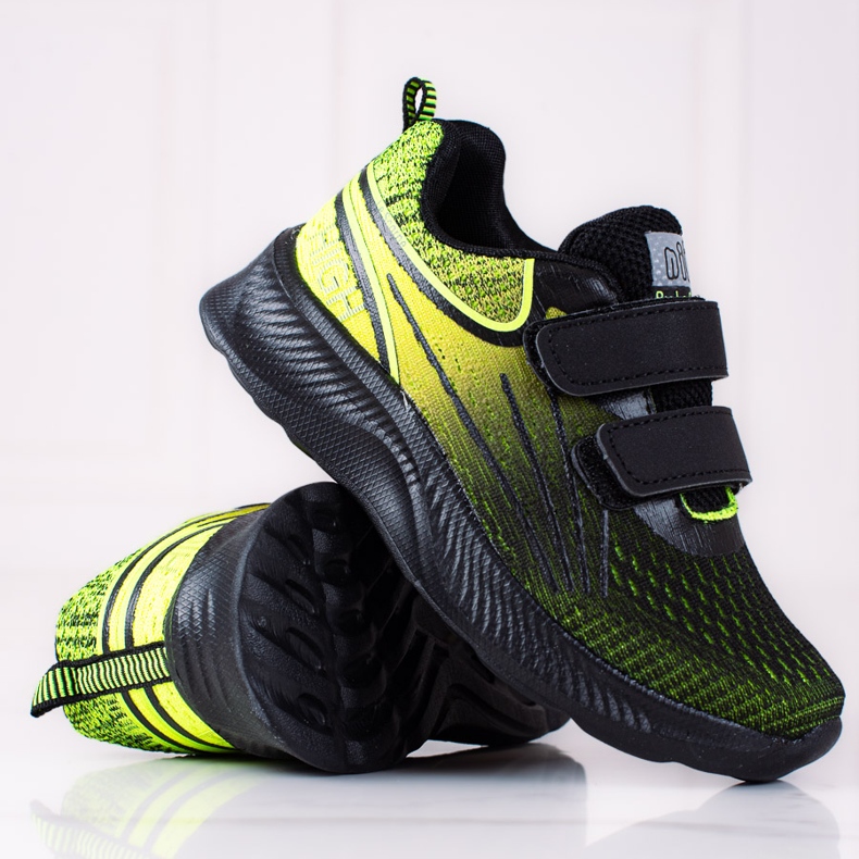 Baskets garçons Shelovet avec double velcro noir et jaune 1