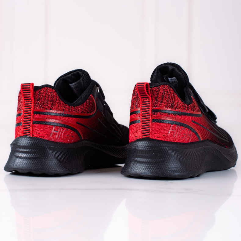 Baskets garçons Shelovet avec double velcro noir et rouge 1