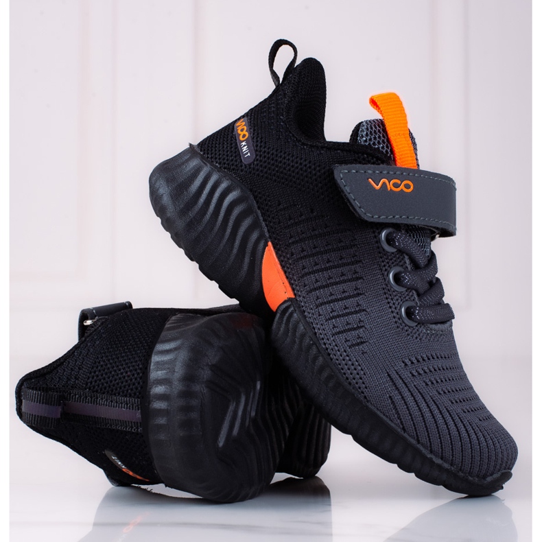 Baskets enfant Vico gris foncé ajourées 1