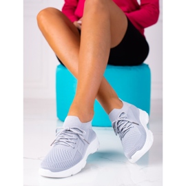 Chaussures de sport pour femmes Shelovet avec laçage gris 1