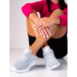 Chaussures de sport SHELOVET gris clair pour femmes avec laçage 2