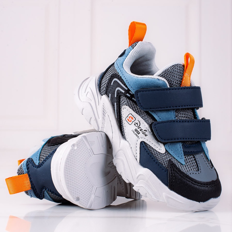 Baskets garçon Shelovet sur semelle épaisse grise bleu 1