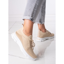 Chaussures de sport femme Shelovet à lacets beige 1