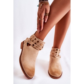 WS1 Bottes pour femmes à jets sur un talon plat Beige Larino 2