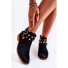 WS1 Bottes pour femmes à jets sur un talon plat Noir Larino 2