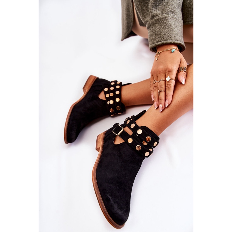 WS1 Bottes pour femmes à jets sur un talon plat Noir Larino le noir 1