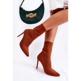 Bottes Hautes Pour Femmes Avec Une Chaussette Sur Un Talon Haut Camel Luisell brun 6
