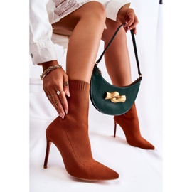 Bottes Hautes Pour Femmes Avec Une Chaussette Sur Un Talon Haut Camel Luisell brun 8