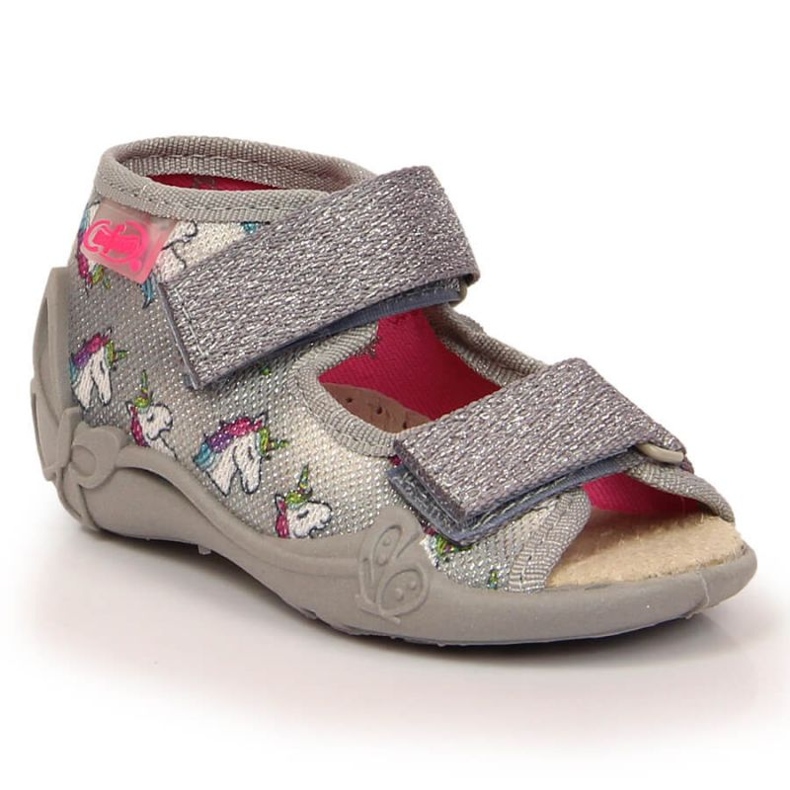 Chaussons velcro avec licorne Befado Jr BEF13B gris 2