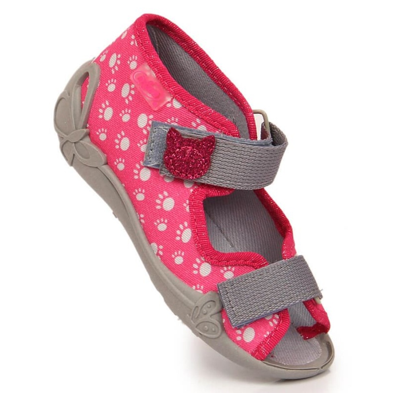 Chaussons velcro avec un slip chat sur Befado Jr BEF9C rose 1