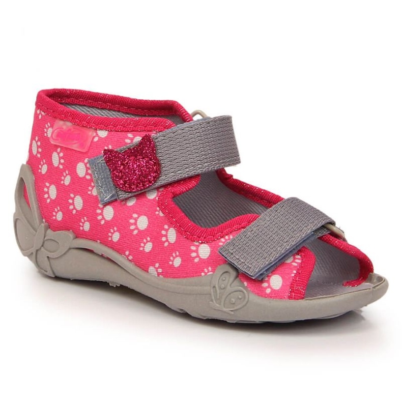 Chaussons velcro avec un slip chat sur Befado Jr BEF9C rose 2