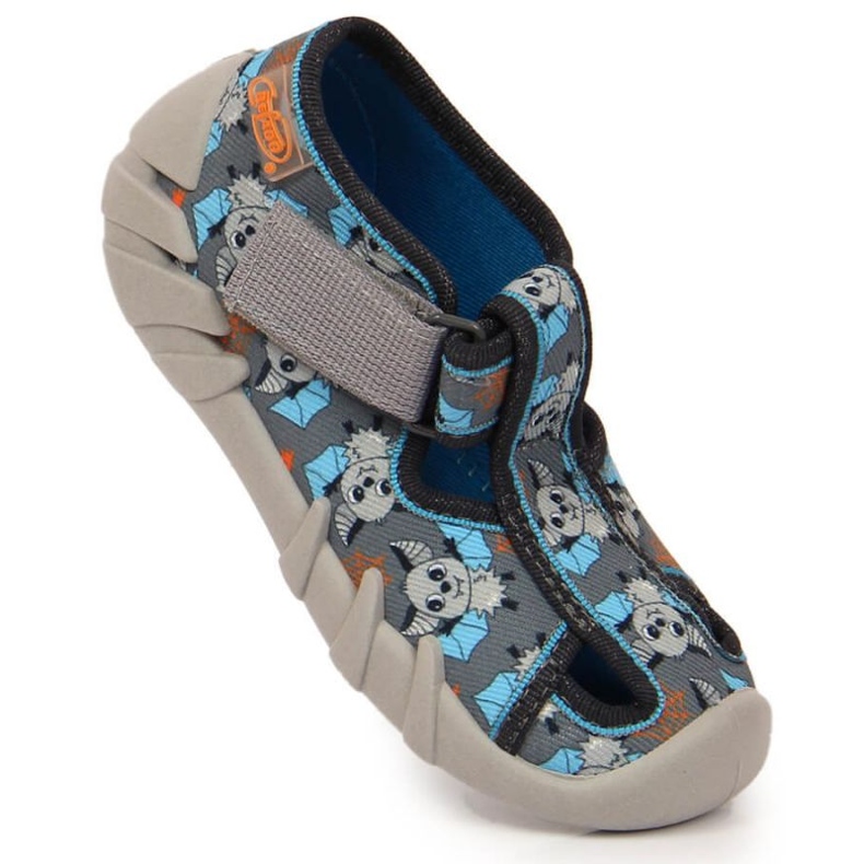 Chaussons velcro avec une batte Befado Jr BEF6A gris 1