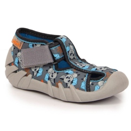 Chaussons velcro avec une batte Befado Jr BEF6A gris 2