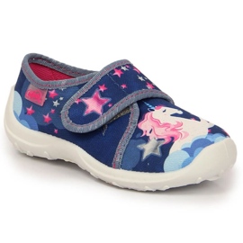 Chaussons velcro avec une licorne Befado Jr BEF35A bleu marine 2