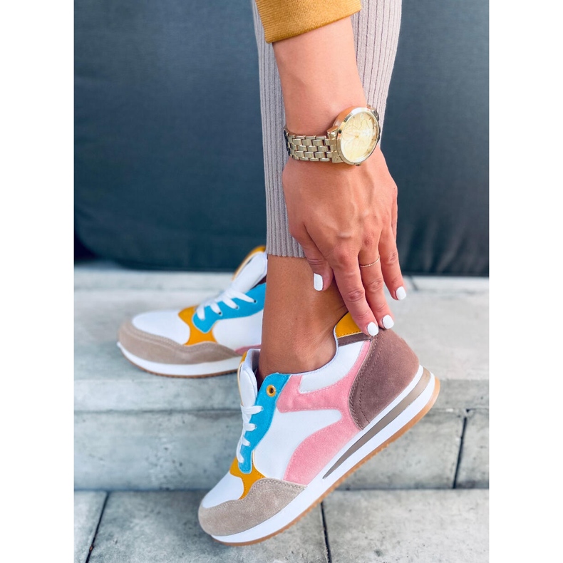 Chaussures de sport femme Pokki Kaki blanche rose jaune 1 Chaussures de sport femme Pokki Kaki blanche rose jaune 1