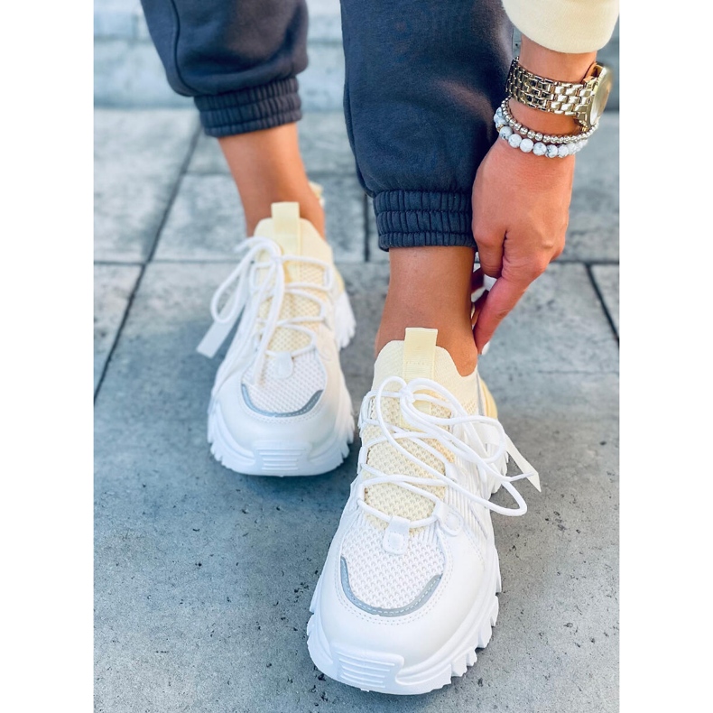 Aditi Chaussures de sport chaussettes jaunes blanc 1