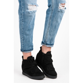 Bella Star Baskets compensées sport en daim le noir 4