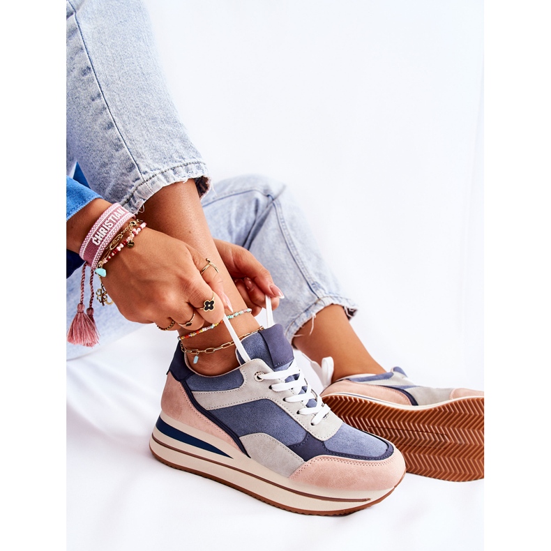 PS1 Chaussures Sport Daim Femme Bleu-Gris Elisse rose 1