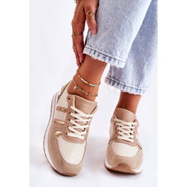 PG1 Chaussures de sport nouées classiques pour femmes beiges Elenes 1