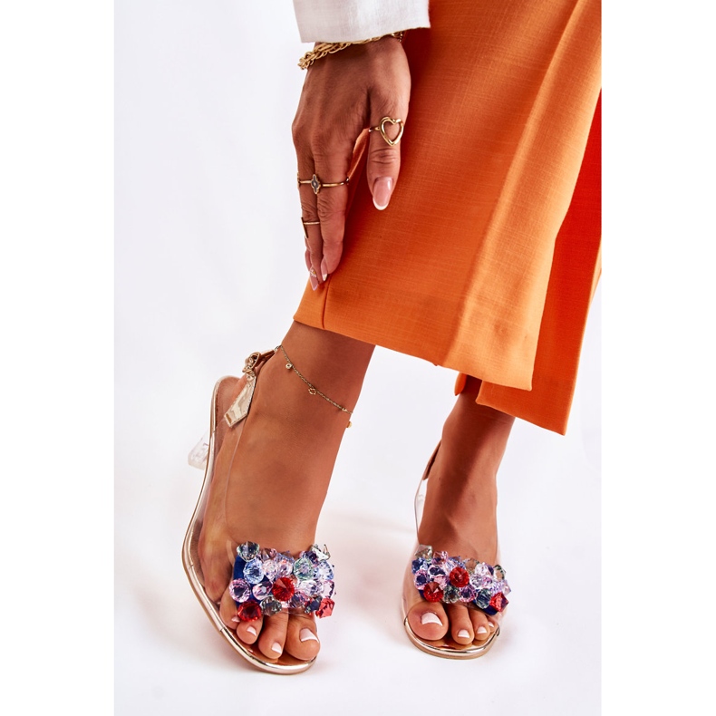 S.Barski Sandales élégantes avec cristaux dorés Lanette multicolore 1