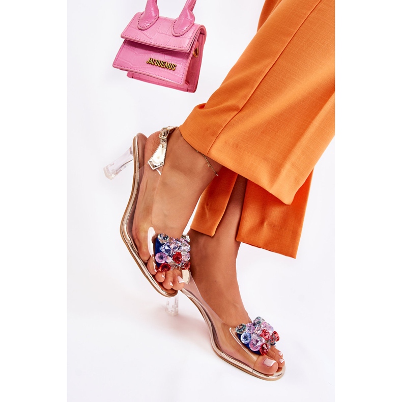 S.Barski Sandales élégantes avec cristaux dorés Lanette multicolore 2