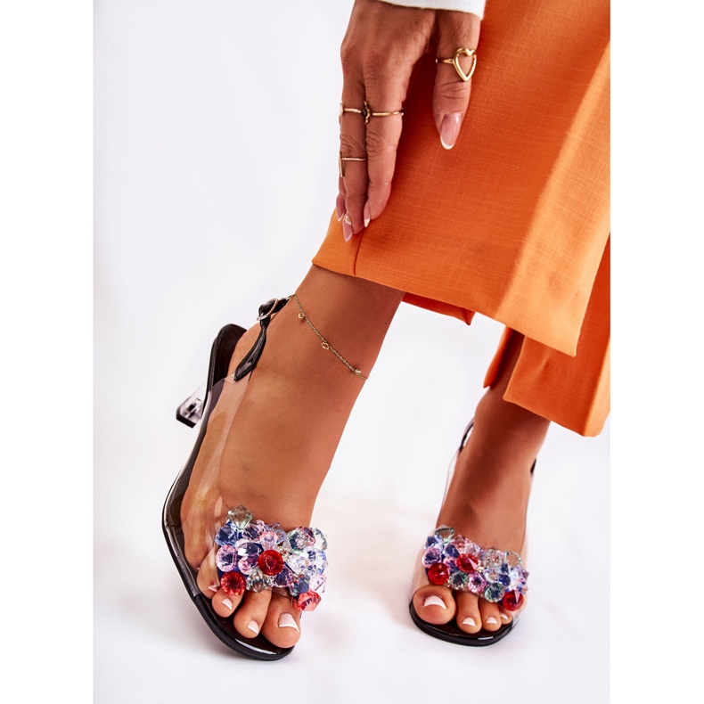 S.Barski Sandales élégantes à cristaux Lanette noire multicolore 1