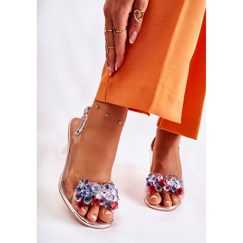 S.Barski Sandales élégantes avec cristaux argentés Lanette multicolore 1