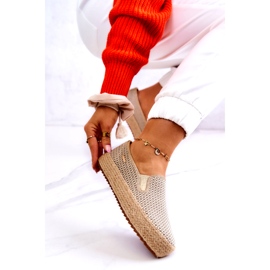 Baskets Tressées Femme Slip On Big Star JJ274394 Beige d'or 4 Baskets Tressées Femme Slip On Big Star JJ274394 Beige d'or 4