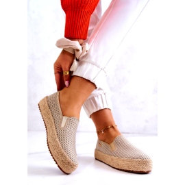 Baskets Tressées Femme Slip On Big Star JJ274394 Beige doré 2