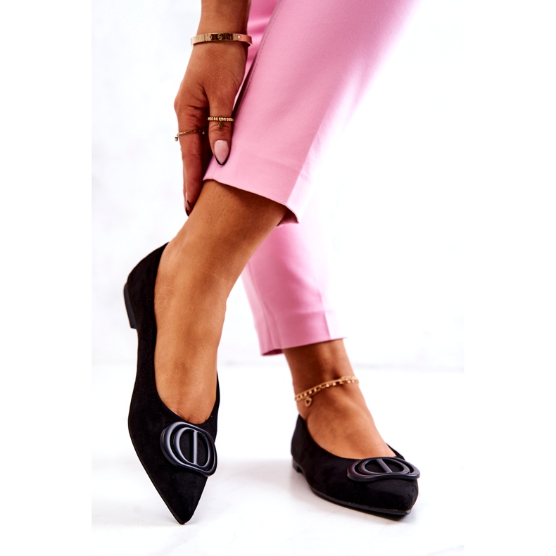 PS1 Ballerines En Daim Dans Le Noir Neriso Spitz 3