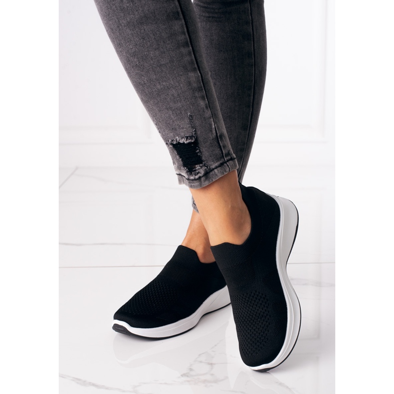 Baskets noires Shelovet pour femmes avec semelle blanche 1
